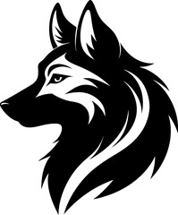 Tribal wolf head tattoo illustration, a wild animal silhouette design