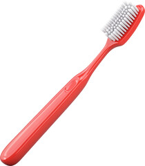 Red toothbrush on a black background.