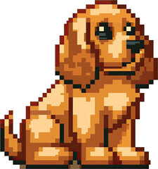 Pixelated image of a sitting dog.
