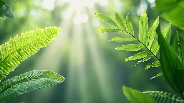 Nature's Embrace: Capturing a close-up view of vibrant green leaves bathed in the radiant glow of sunlight, evoking a sense of serenity and the invigorating energy of the natural world.
