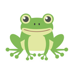 Obraz premium An adorable frog illustration. The frog is bright green, has large eyes, and a cute expression