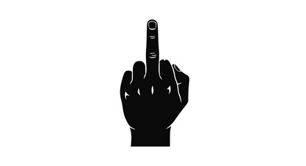 Black hand gesture showing middle finger in silhouette  