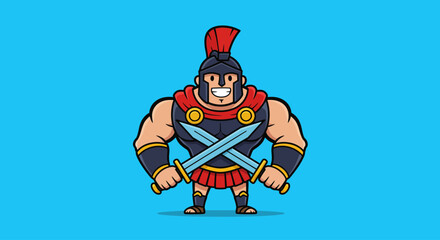 Cartoon character illustration on teal background