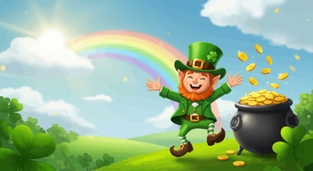 Leprechaun and pot of gold image