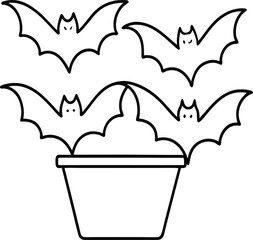 Elegant Line Art of Bat Inside a Container
