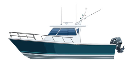 Naklejka premium Detailed Fishing Boat Vector Illustration for Design Projects and Presentations