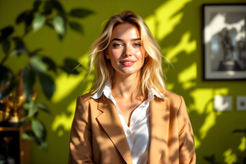 Woman in golden light with confident expression