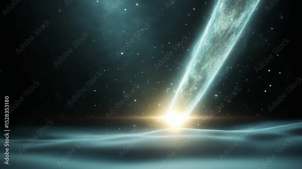 Poster celestial beam: a celestial beam of light pierces through a dark expanse, illuminating the space and