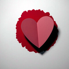 Paper-cut heart on red background with shadow