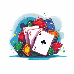 Professional Poker Aces Cards Slot Machine Betting Game Concept Illustration