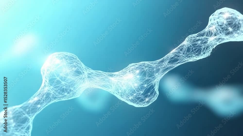 Aufkleber Science Cellular Network: An abstract depiction of a dynamic, interconnected cellular network glows with ethereal luminescence against a gradient background, conveying themes of connectivity.