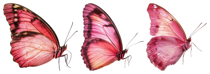PNG Vibrant pink butterflies in flight, element set on transparent background