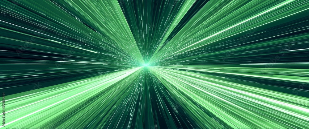 Poster dynamic hyperdrive effect creates an exhilarating journey through vibrant green tunnels, illustratin