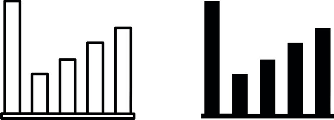 Obraz premium growing bar graph icon in black on a white background.