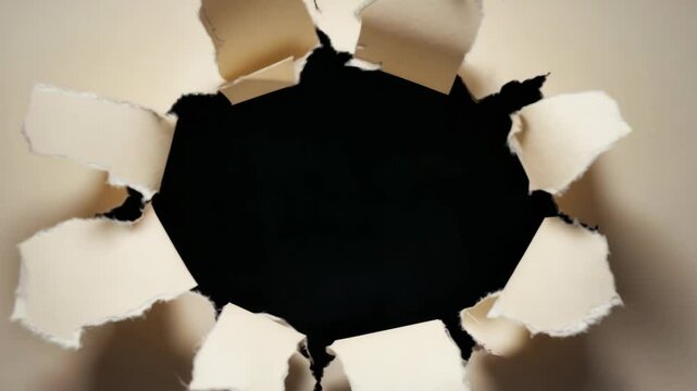 A hole in a white wall with a black circle in the center