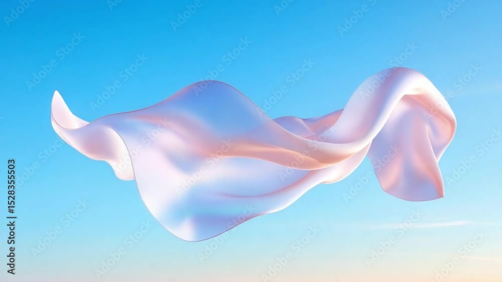 Poster floating fabric: a mesmerizing display of flowing, ethereal fabric dances against a vibrant gradient