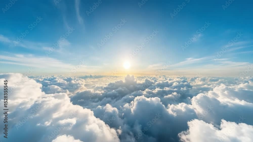 Poster celestial canopy: a breathtaking panorama unfolds as the sun bathes a sea of clouds in its radiant e