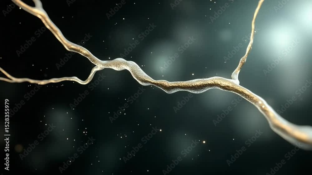 Poster Neural Pathways: A close-up view of a neural pathway, a fundamental element of the nervous system, branching out within the depths of the human body.