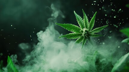 A detailed close-up image of a cannabis plant illuminated in dramatic lighting, showcasing its intricate leaves and implying the broader cultural conversations surrounding its use.