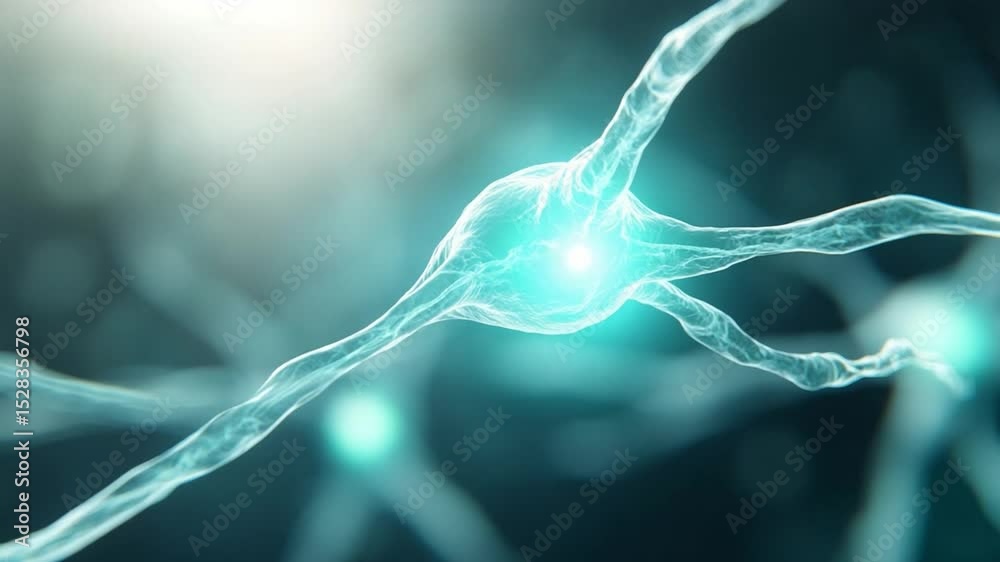 Poster illuminating neurons: a close-up perspective showcases a network of neurons, their delicate structur