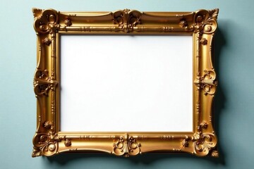 Empty ornate gold frame showcasing blank canvas , elegant, illustration, empty