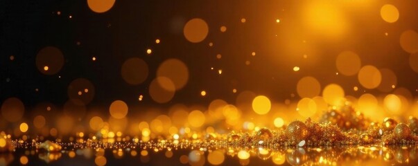 Glittering golden confetti, luxury award show setting, party, elegant, sparkle effect
