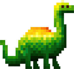 Fototapeta premium Pixelated dinosaur illustration with vibrant colors.
