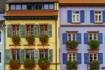 Typical buildings, Augustinerplatz square, Freiburg
