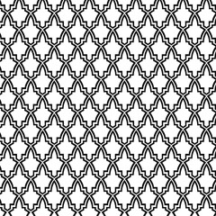 vector seamless pattern with geometric shapes, seamless black and white geometric pattern, pointed arches or modified quatrefoils, lattice-like structure, intricate and elegant design, 