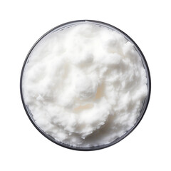 Obraz premium Round container with white foamy soap isolated on transparent background