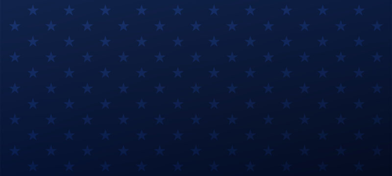 Navy blue background with repeating stars. American flag element concept for patriotic design. Independence Day USA vector.