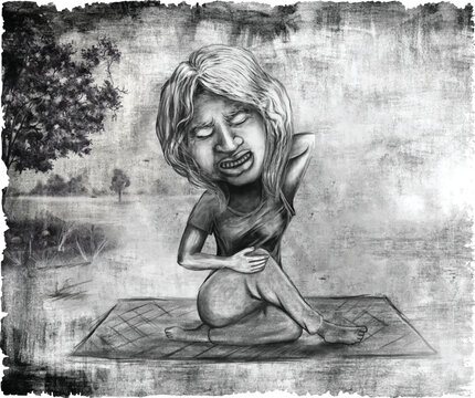 Painfull expression woman.eps