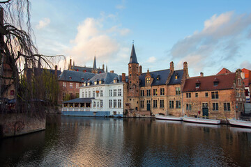 Evening view to Bruges, Belgium