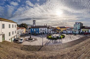 Central square of Ribeira Grande, Sao Miguel, Azores, Portugal.