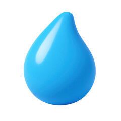Cartoon 3d icon raindrop icon with glossy effect floating on transparent background, perfect for simple compositions