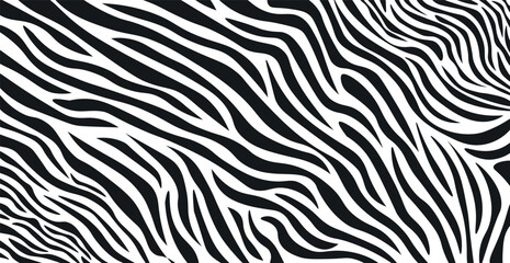 Wavy black and white zebra fur texture - Vector illustration