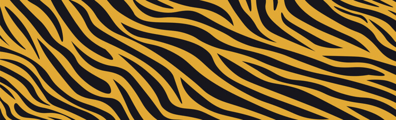 Panoramic texture zebra skin set of chaotic lines - Vector illustration