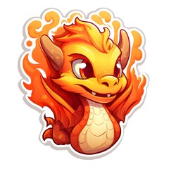 Dragon Blowing Fire Cartoon Character Sticker Illustration for Creative Designs