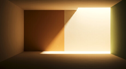 Minimalist geometry: sunlight casting abstract shadows in empty room