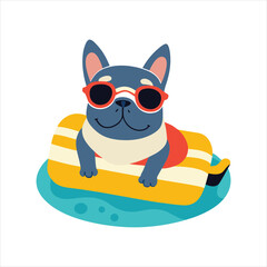 Summer Dog Vacation Banner Illustration