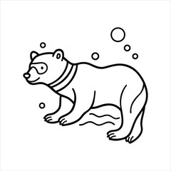 Underwater Bear Snorkeling Vector Art Design