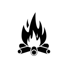 Stylized campfire icon representing summer warmth and outdoor fun