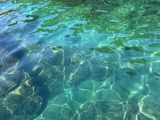 Mediterranean sea clear emerald water.