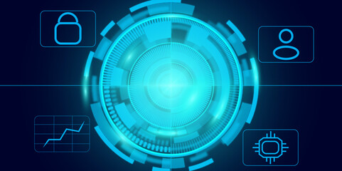 Abstract Futuristic Digital Finance HUD Interface for Stock Market Analytics.