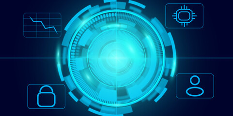 Obraz premium Abstract Futuristic Digital Finance HUD Interface for Stock Market Analytics.