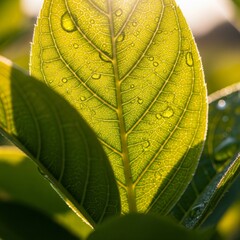 background : Colorful Summer Leaves Close-Up Macro