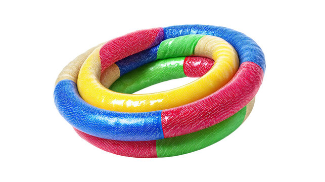 A close-up shot of a colorful Koosh ball, showcasing its unique design and playful texture.