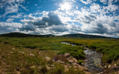 mountain landscape with blue sky