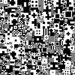 A black and white micro square pixel background