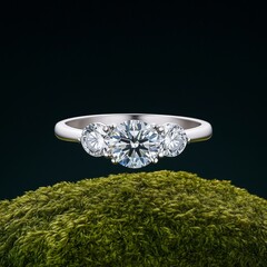 silver ring with diamonds